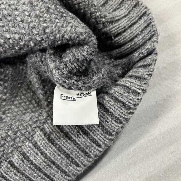 Frank + Oak Sweater Mens Medium Gray Wool Blend Cable Knit Crewneck Pullover - Picture 3 of 8